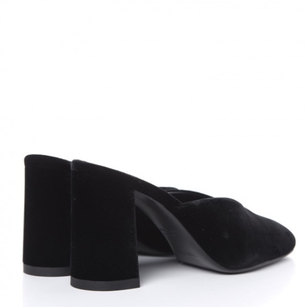 Hermes Black Mules Sleek Suede Block Heel